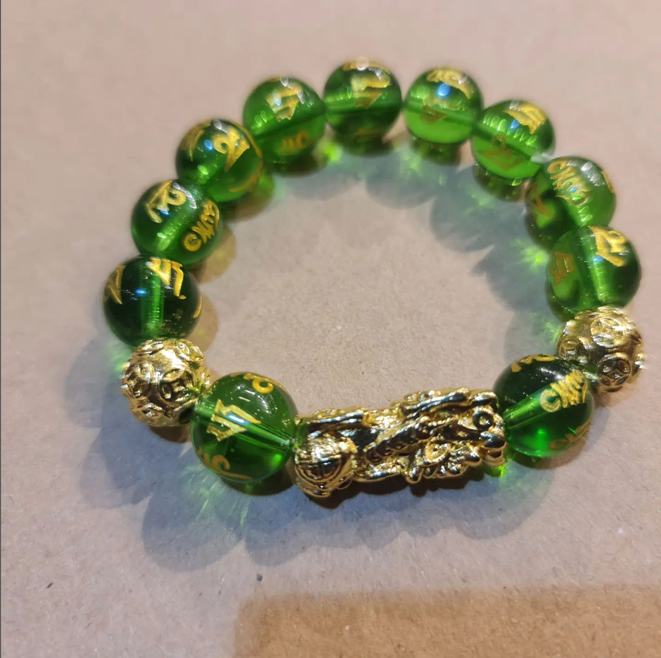 Mantra Green Peridot with Pixiu Bracelet